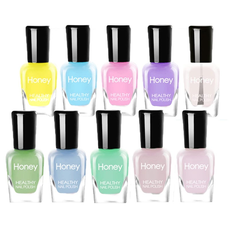 Tophany Non Toxic Easy Peel Off and Fast Dry Nail Polish Set for Pack, Eco Friendly & Organic Water Based Nail Polish for Women,Teens,Kids (10 Bottles) - Image 1